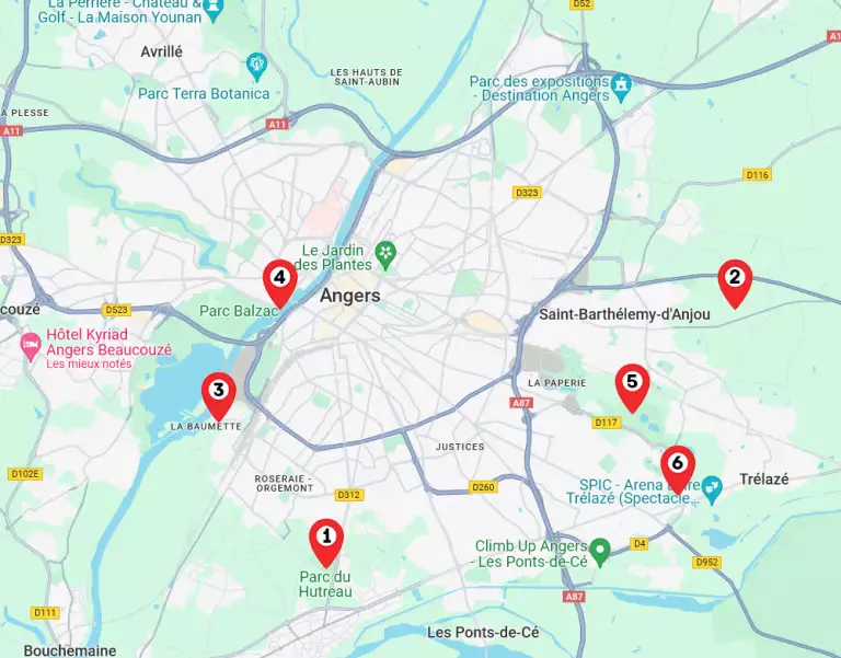 Carte des séances de coaching en plein air